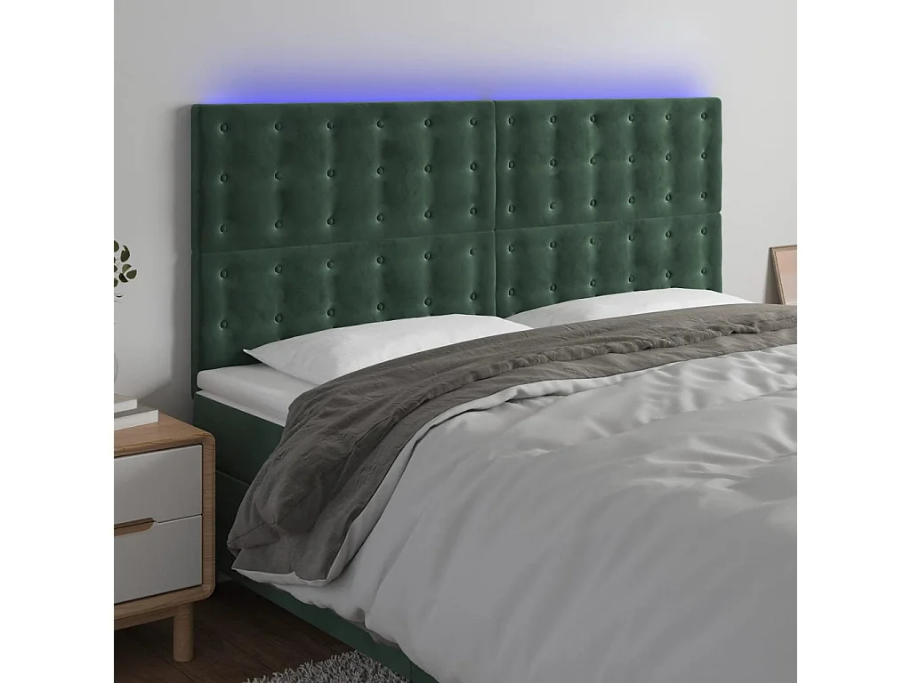 Hoofdbord | Hoofdeinde LED 160x5x118/128 cm fluweel donkergroen