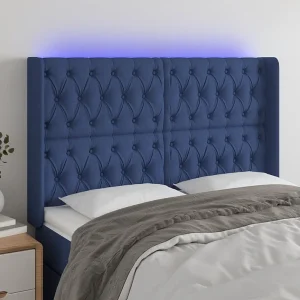 Hoofdbord | Hoofdeinde LED 163x16x118/128 cm stof blauw Hoofdbord | Hoofdeinde LED 163x16x118/128 cm stof blauw