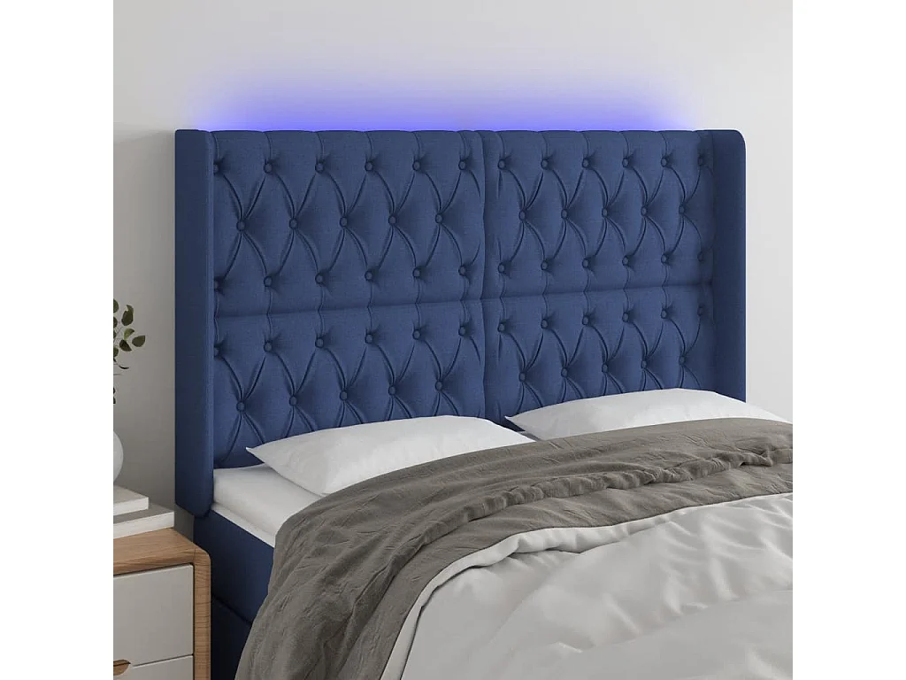 Hoofdbord | Hoofdeinde LED 163x16x118/128 cm stof blauw