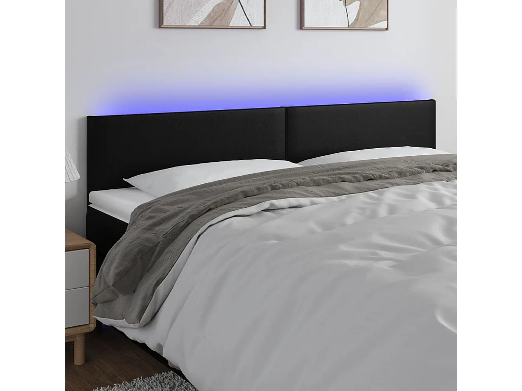 Hoofdbord | Hoofdeinde LED 180x5x78/88 cm kunstleer zwart
