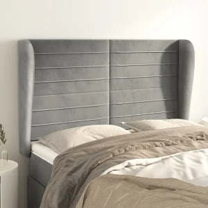 Hoofdbord | Hoofdeinde met randen 147x23x118/128 cm fluweel lichtgrijs Hoofdbord | Hoofdeinde met randen 147x23x118/128 cm fluweel lichtgrijs