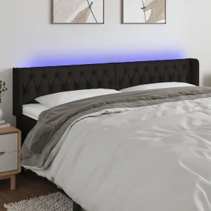 Hoofdbord | Hoofdeinde LED 203x16x78/88 cm stof zwart