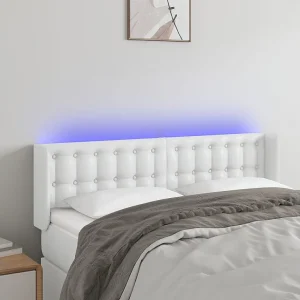 Hoofdbord | Hoofdeinde LED 147x16x78/88 cm kunstleer wit
