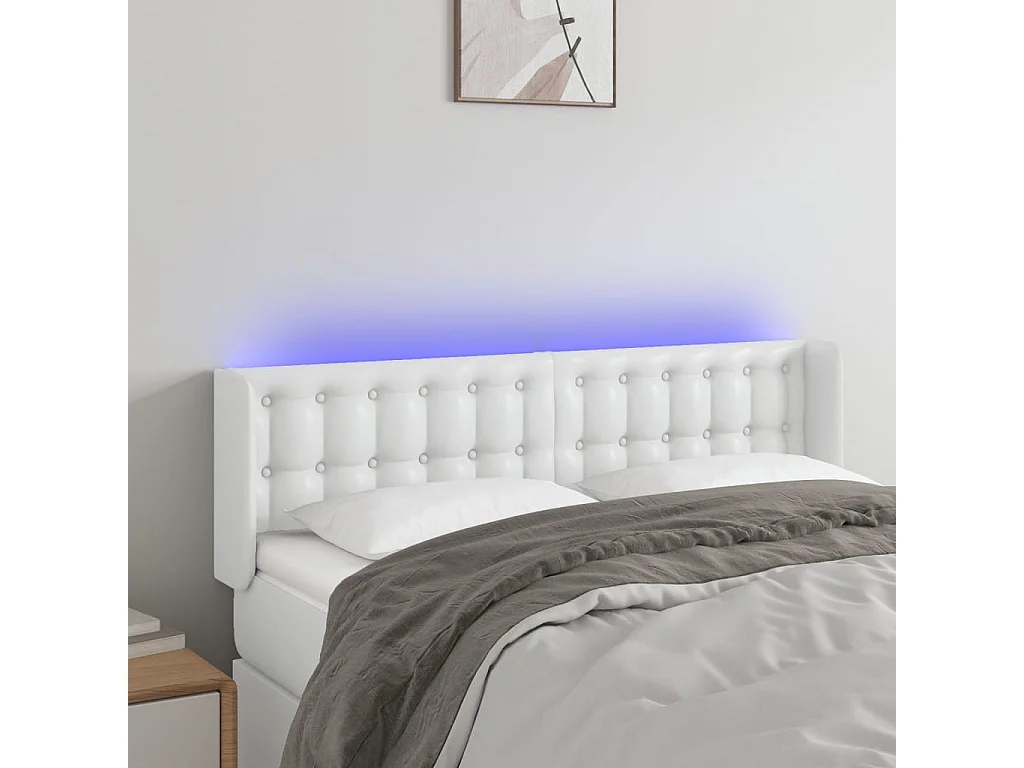 Hoofdbord | Hoofdeinde LED 147x16x78/88 cm kunstleer wit