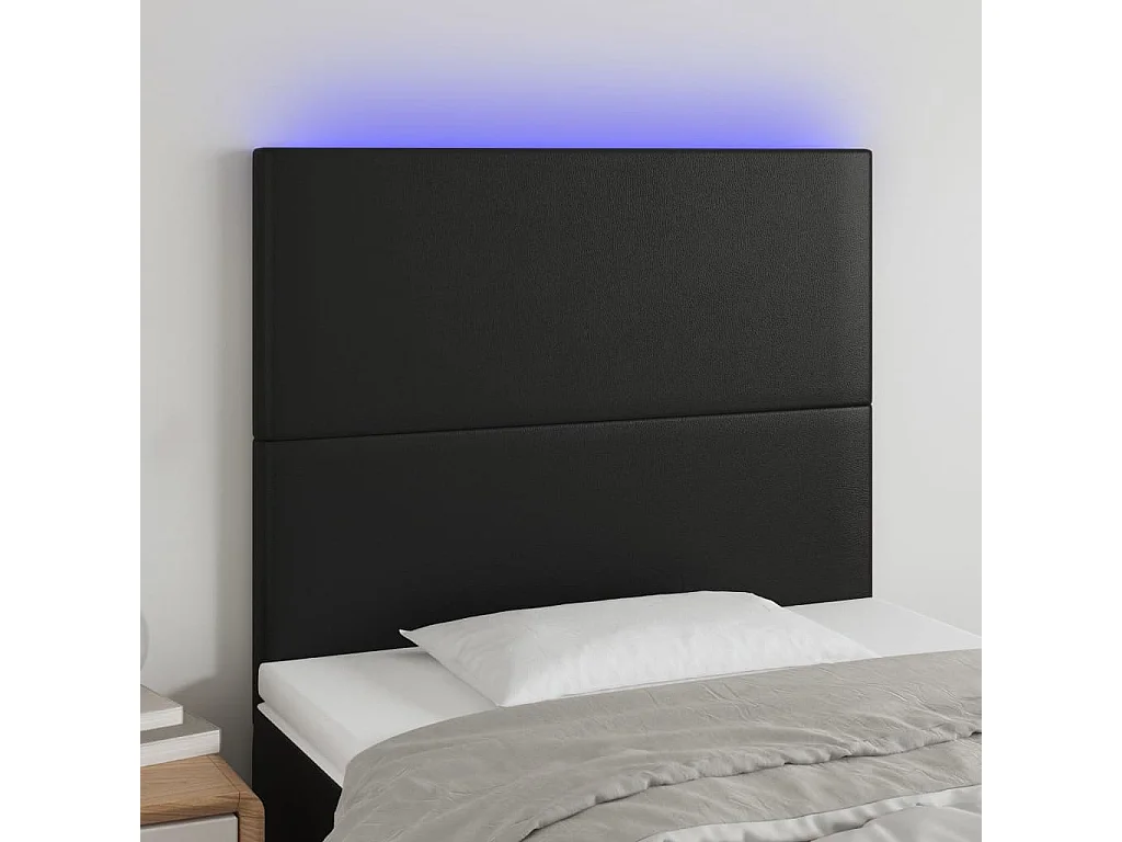 Hoofdbord | Hoofdeinde LED 80x5x118/128 cm kunstleer zwart