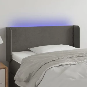 Hoofdbord | Hoofdeinde LED 103x16x78/88 cm fluweel donkergrijs Hoofdbord | Hoofdeinde LED 103x16x78/88 cm fluweel donkergrijs