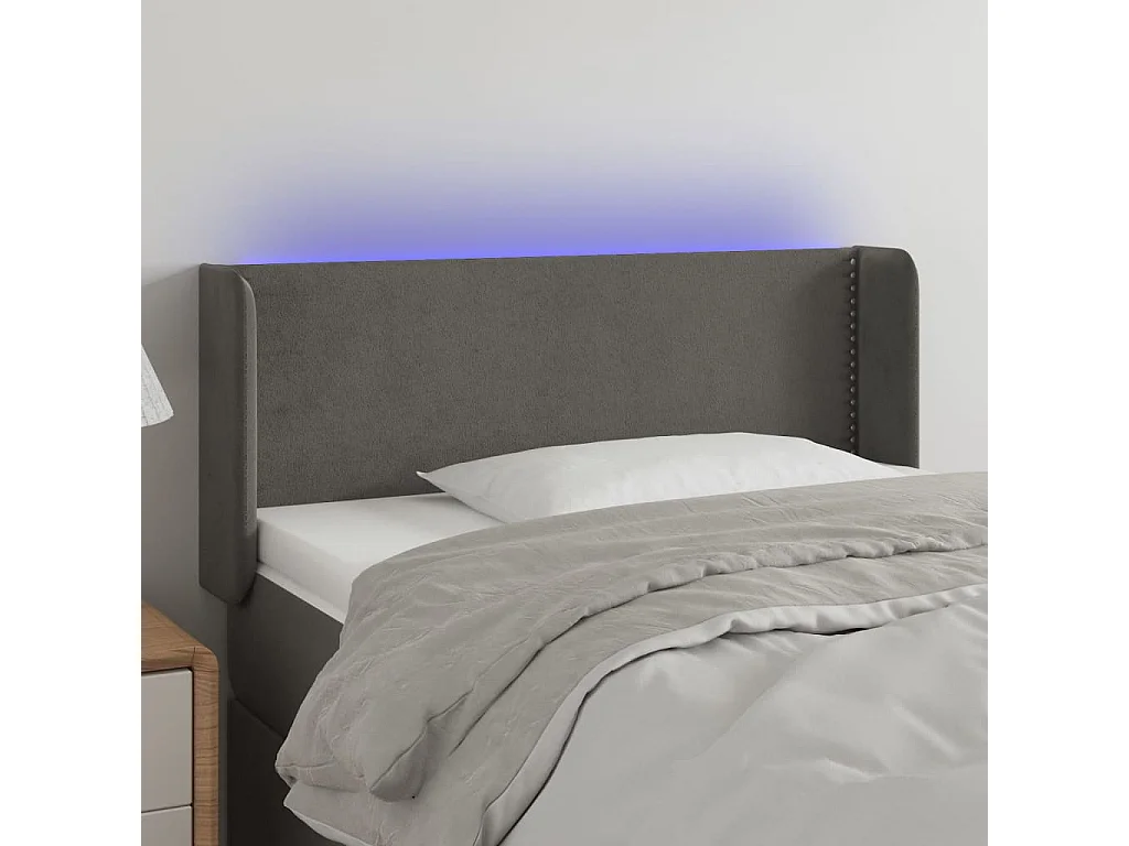 Hoofdbord | Hoofdeinde LED 103x16x78/88 cm fluweel donkergrijs
