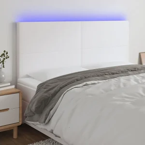 Hoofdbord | Hoofdeinde LED 160x5x118/128 cm kunstleer wit Hoofdbord | Hoofdeinde LED 160x5x118/128 cm kunstleer wit