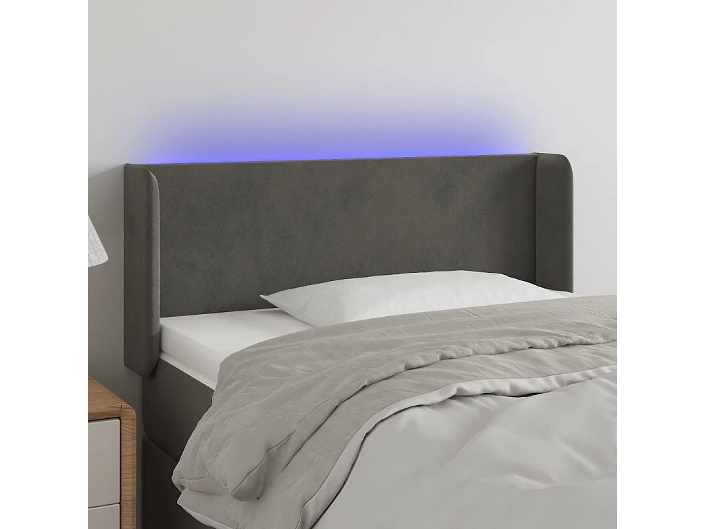 Hoofdbord | Hoofdeinde LED 103x16x78/88 cm fluweel donkergrijs