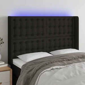Hoofdbord | Hoofdeinde LED 147x16x118/128 cm stof zwart