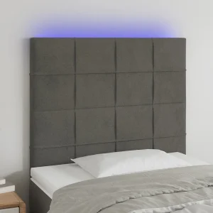 Hoofdbord | Hoofdeinde LED 100x5x118/128 cm fluweel donkergrijs Hoofdbord | Hoofdeinde LED 100x5x118/128 cm fluweel donkergrijs