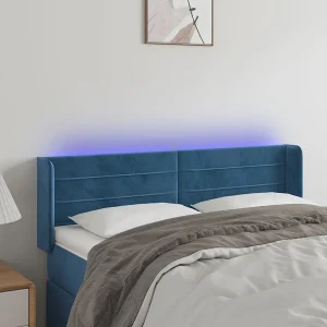 Hoofdbord | Hoofdeinde LED 147x16x78/88 cm fluweel donkerblauw