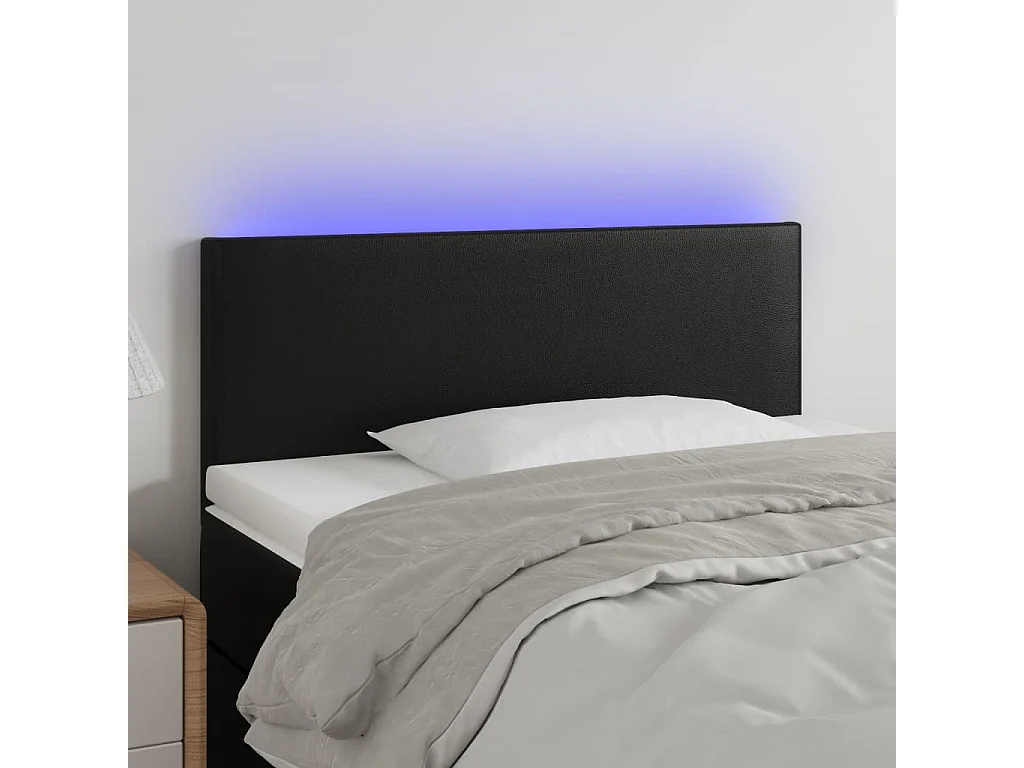 Hoofdbord | Hoofdeinde LED 100x5x78/88 cm kunstleer zwart