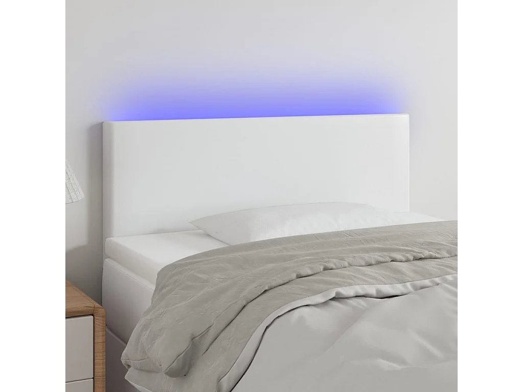 Hoofdbord | Hoofdeinde LED 90x5x78/88 cm kunstleer wit