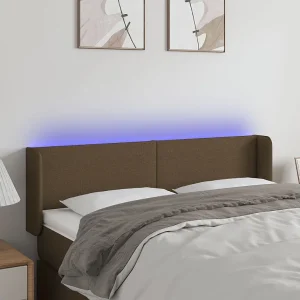 Hoofdbord | Hoofdeinde LED 147x16x78/88 cm stof donkerbruin Hoofdbord | Hoofdeinde LED 147x16x78/88 cm stof donkerbruin