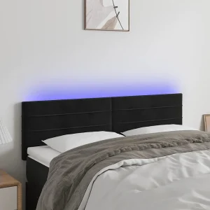 Hoofdbord | Hoofdeinde LED 144x5x78/88 cm fluweel zwart