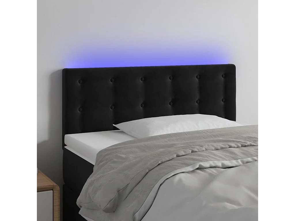 Hoofdbord | Hoofdeinde LED 80x5x78/88 cm fluweel zwart