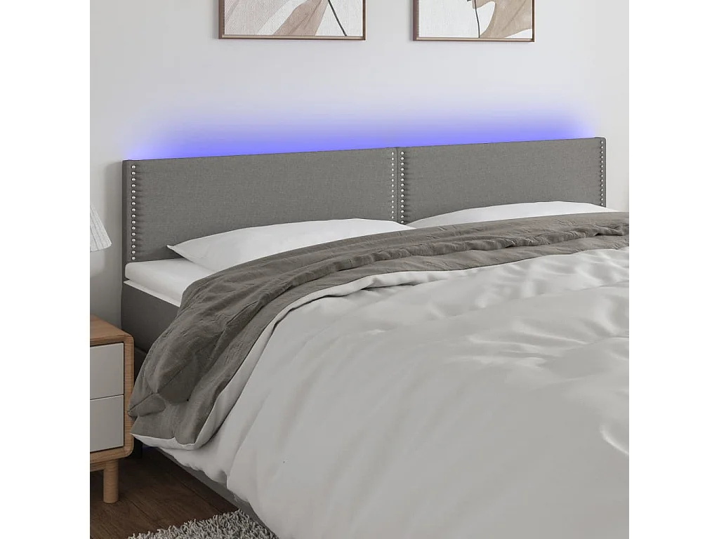 Hoofdbord | Hoofdeinde LED 200x5x78/88 cm stof donkergrijs