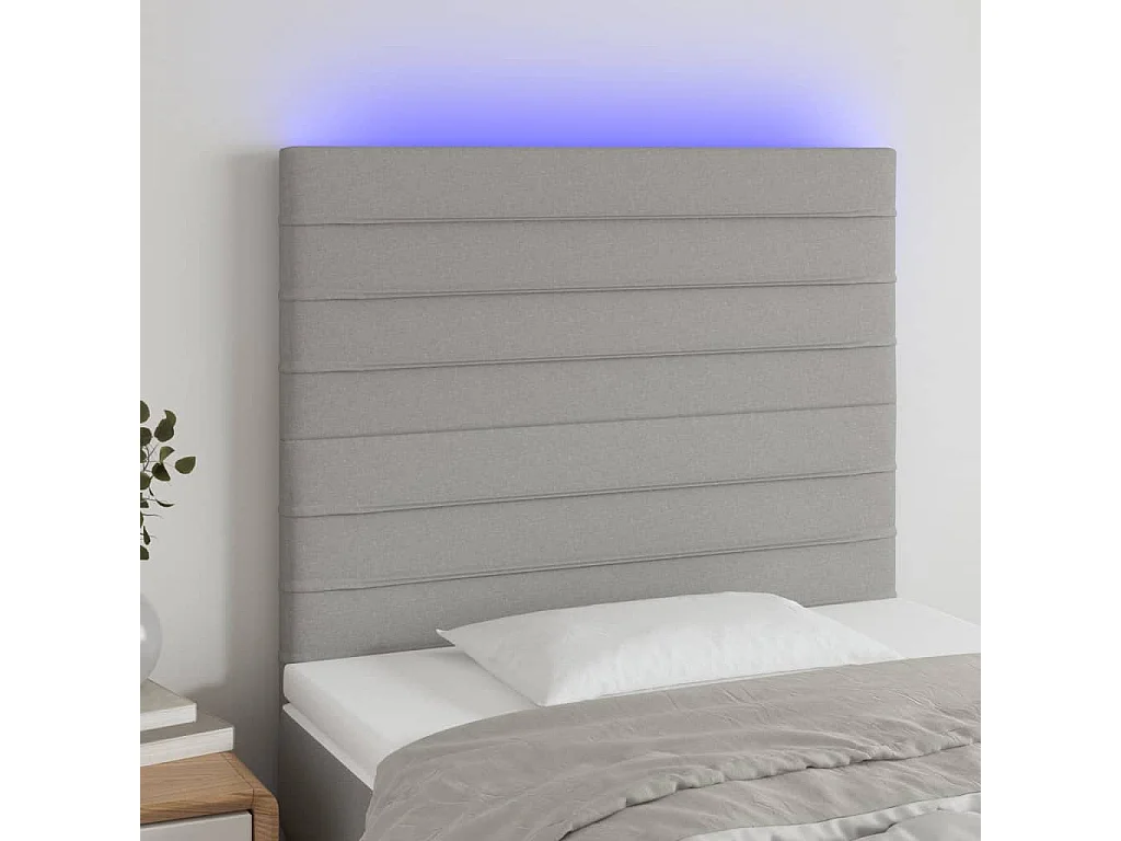 Hoofdbord | Hoofdeinde LED 90x5x118/128 cm stof lichtgrijs