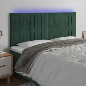 Hoofdbord | Hoofdeinde LED 200x5x118/128 cm fluweel donkergroen Hoofdbord | Hoofdeinde LED 200x5x118/128 cm fluweel donkergroen