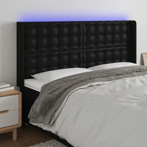 Hoofdbord | Hoofdeinde LED 147x16x118/128 cm kunstleer zwart