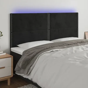 Hoofdbord | Hoofdeinde LED 200x5x118/128 cm fluweel zwart