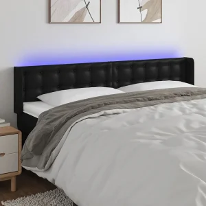 Hoofdbord | Hoofdeinde LED 183x16x78/88 cm kunstleer zwart Hoofdbord | Hoofdeinde LED 183x16x78/88 cm kunstleer zwart