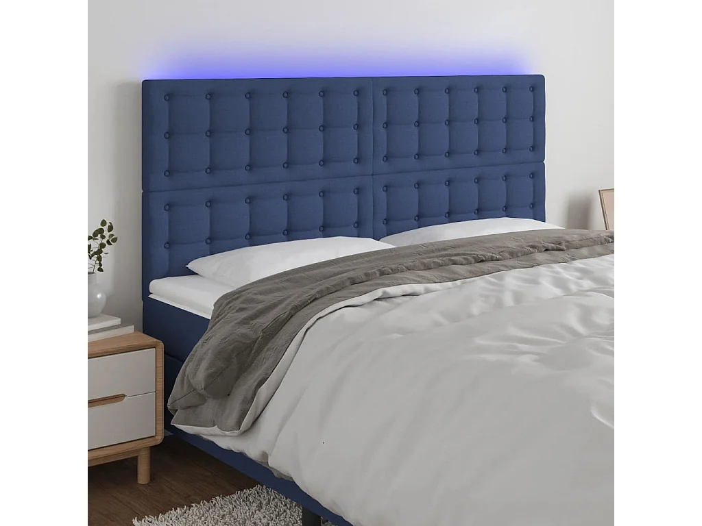 Hoofdbord | Hoofdeinde LED 180x5x118/128 cm stof blauw