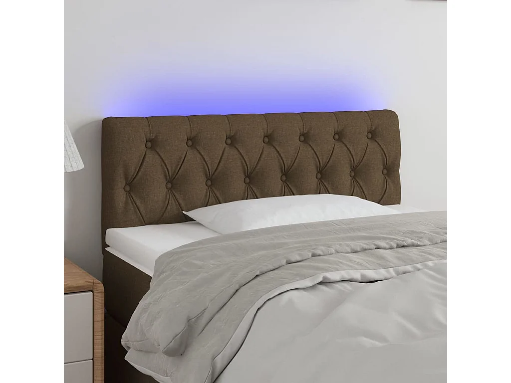 Hoofdbord | Hoofdeinde LED 90x7x78/88 cm stof donkerbruin