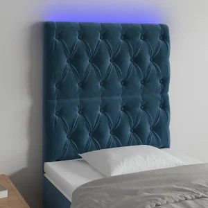 Hoofdbord | Hoofdeinde LED 80x7x118/128 cm fluweel donkerblauw Hoofdbord | Hoofdeinde LED 80x7x118/128 cm fluweel donkerblauw