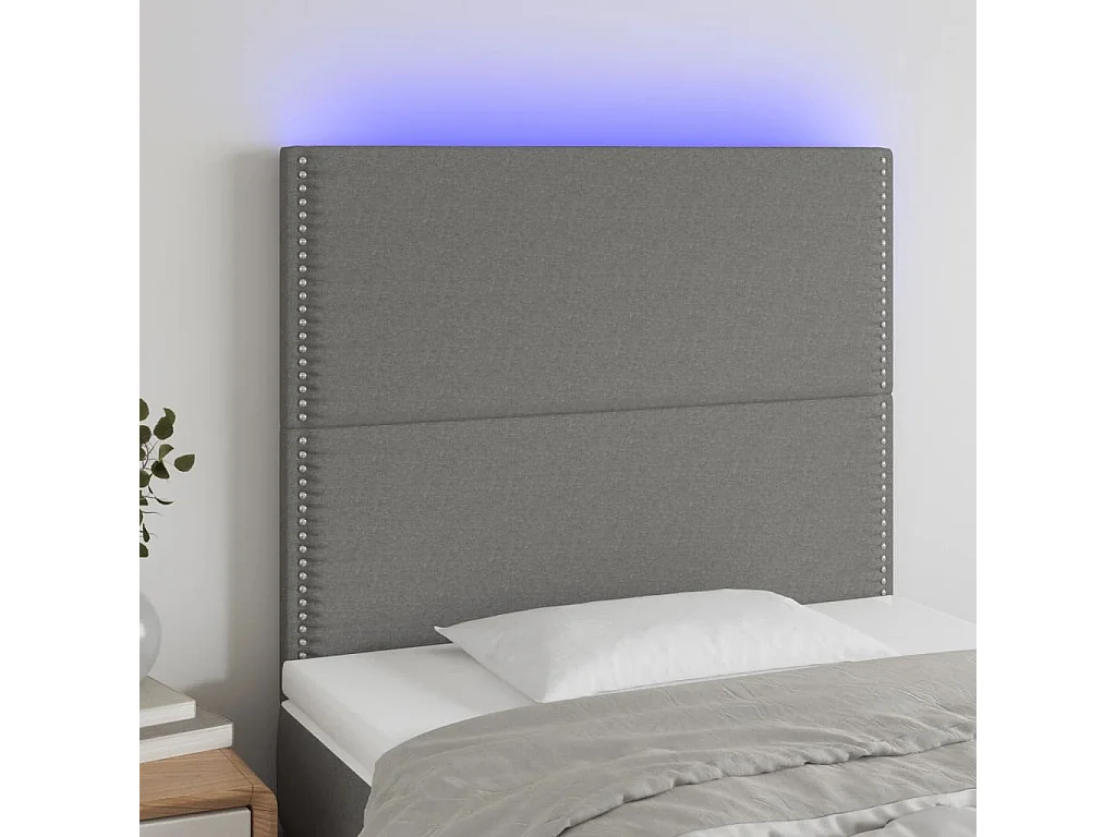 Hoofdbord | Hoofdeinde LED 100x5x118/128 cm stof donkergrijs