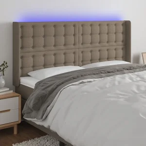 Hoofdbord | Hoofdeinde LED 183x16x118/128 cm stof taupe Hoofdbord | Hoofdeinde LED 183x16x118/128 cm stof taupe