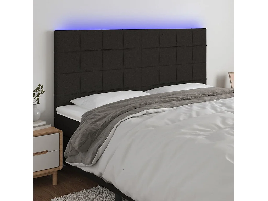 Hoofdbord | Hoofdeinde LED 160x5x118/128 cm stof zwart