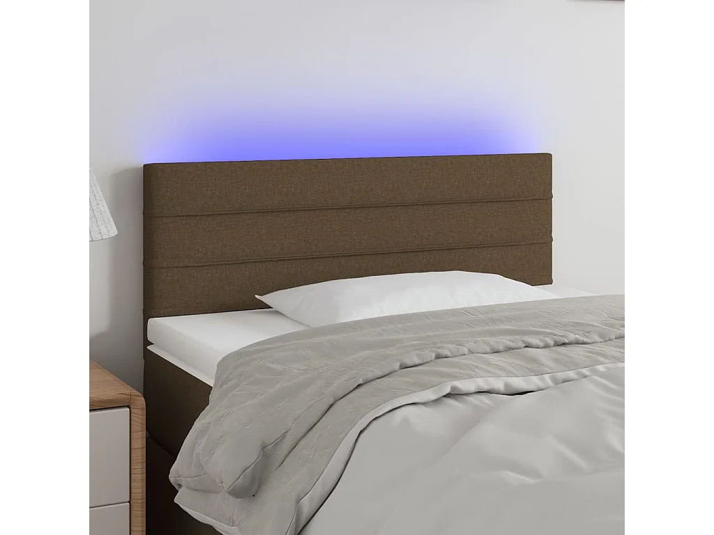 Hoofdbord | Hoofdeinde LED 100x5x78/88 cm stof donkerbruin