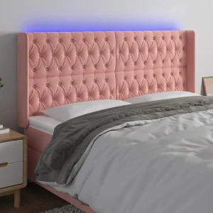 Hoofdbord | Hoofdeinde LED 183x16x118/128 cm fluweel roze