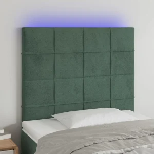 Hoofdbord | Hoofdeinde LED 100x5x118/128 cm fluweel donkergroen