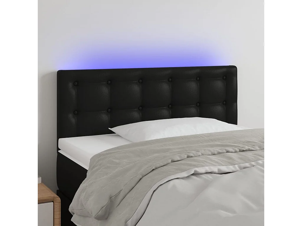 Hoofdbord | Hoofdeinde LED 80x5x78/88 cm kunstleer zwart