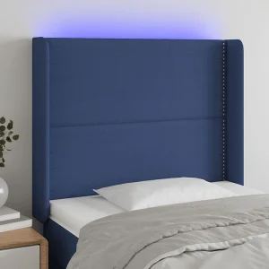 Hoofdbord | Hoofdeinde LED 103x16x118/128 cm stof blauw Hoofdbord | Hoofdeinde LED 103x16x118/128 cm stof blauw