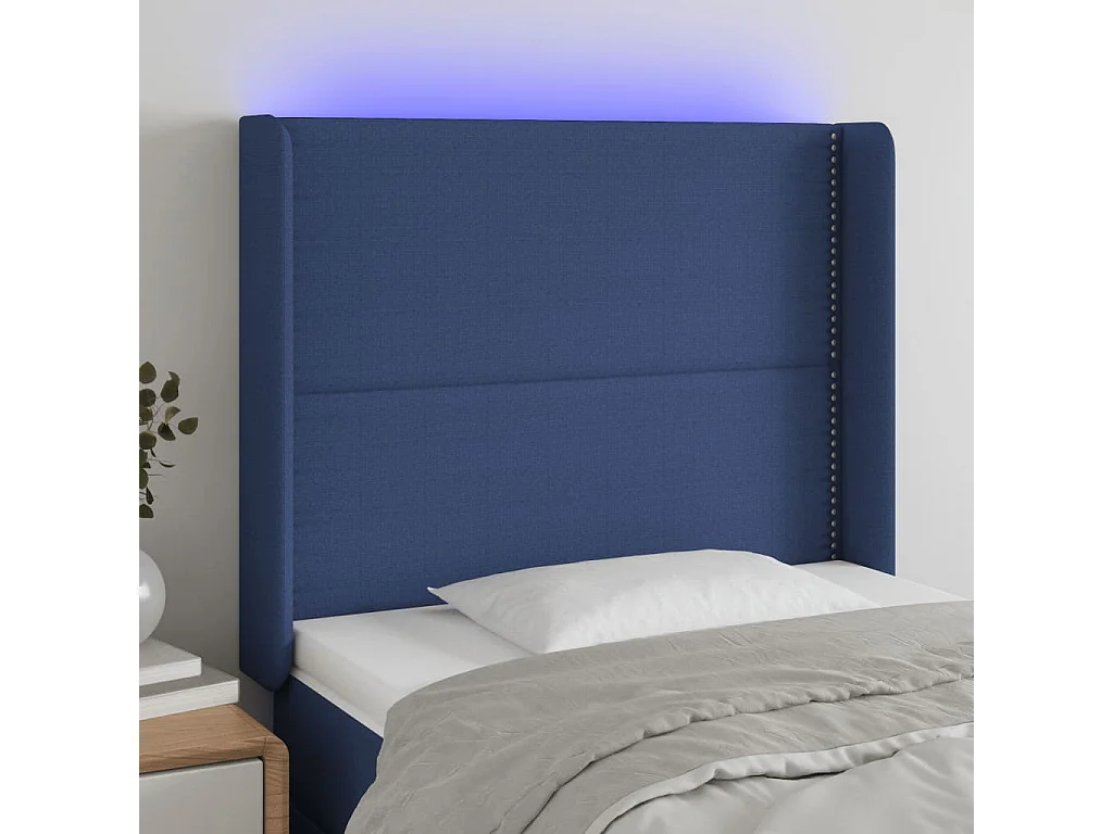 Hoofdbord | Hoofdeinde LED 103x16x118/128 cm stof blauw