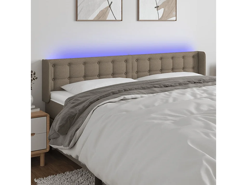 Hoofdbord | Hoofdeinde LED 183x16x78/88 cm stof taupe