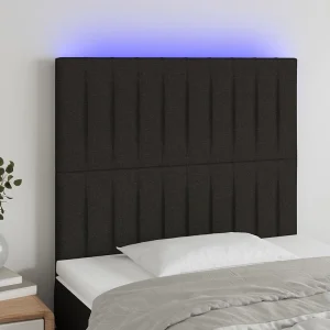 Hoofdbord | Hoofdeinde LED 100x5x118/128 cm stof zwart Hoofdbord | Hoofdeinde LED 100x5x118/128 cm stof zwart