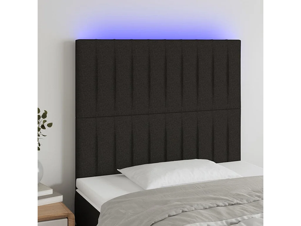 Hoofdbord | Hoofdeinde LED 100x5x118/128 cm stof zwart
