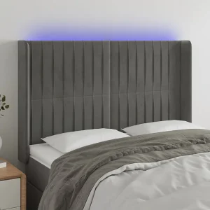 Hoofdbord | Hoofdeinde LED 147x16x118/128 cm fluweel lichtgrijs