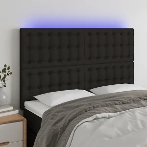 Hoofdbord | Hoofdeinde LED 144x5x118/128 cm stof zwart Hoofdbord | Hoofdeinde LED 144x5x118/128 cm stof zwart