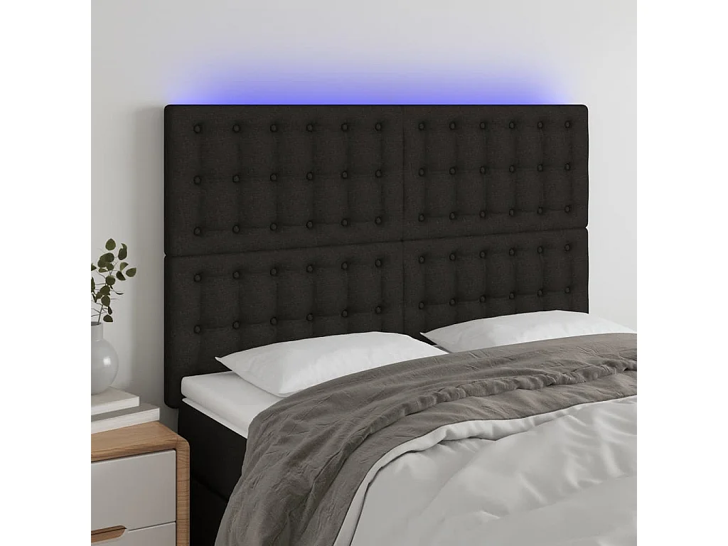 Hoofdbord | Hoofdeinde LED 144x5x118/128 cm stof zwart