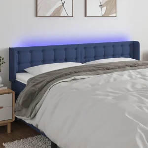 Hoofdbord | Hoofdeinde LED 203x16x78/88 cm stof blauw