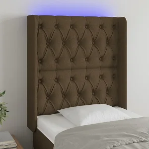 Hoofdbord | Hoofdeinde LED 83x16x118/128 cm stof donkerbruin