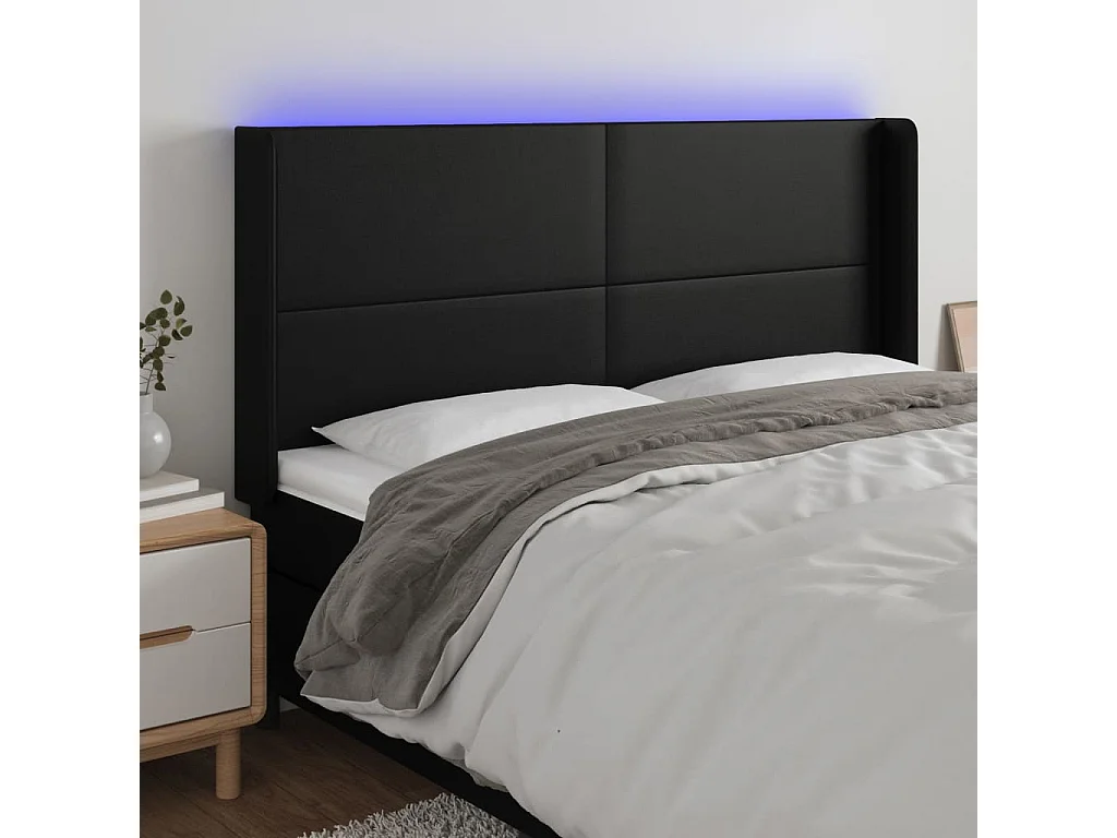 Hoofdbord | Hoofdeinde LED 163x16x118/128 cm kunstleer zwart
