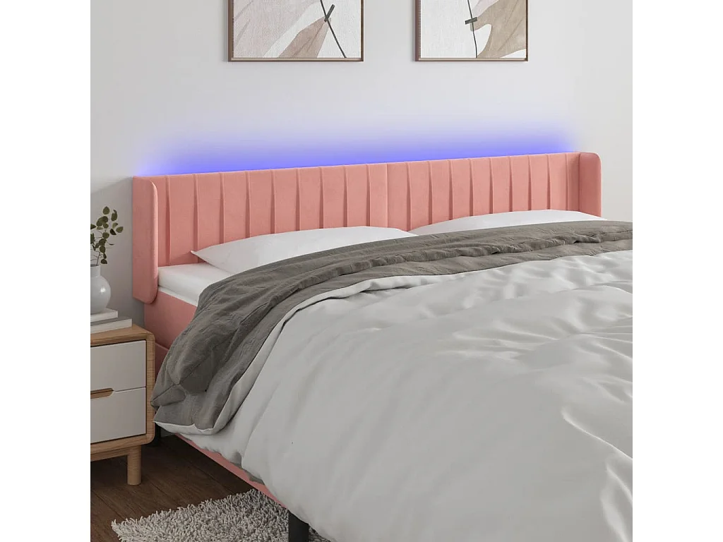Hoofdbord | Hoofdeinde LED 183x16x78/88 cm fluweel roze