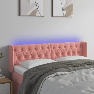 Hoofdbord | Hoofdeinde LED 147x16x78/88 cm fluweel roze
